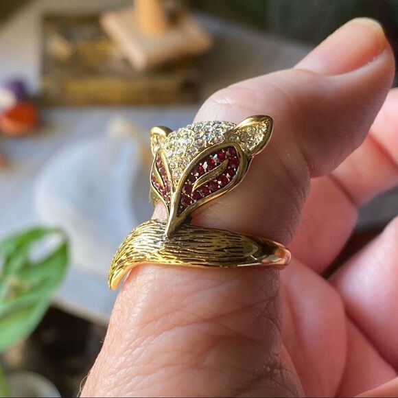 Fox Gold Top Grade Crystal Brass Ring With Ion Plating - Picture 4 of 7